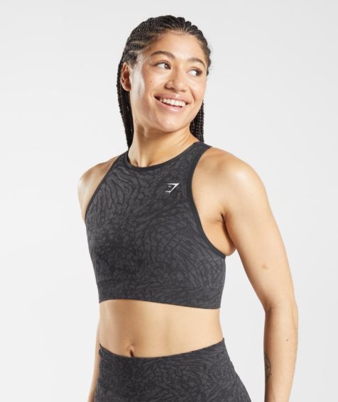 Women's Gymshark Adapt Animal Seamless Sports Bra Black | NZ 1GXMHL